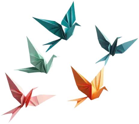 origami oiseaux multicolores décor